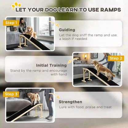Pet Ramp Bed Steps, Non-Slip Carpet, 74"L x 16"W x 25"H, Natural Dog Stairs at Gallery Canada