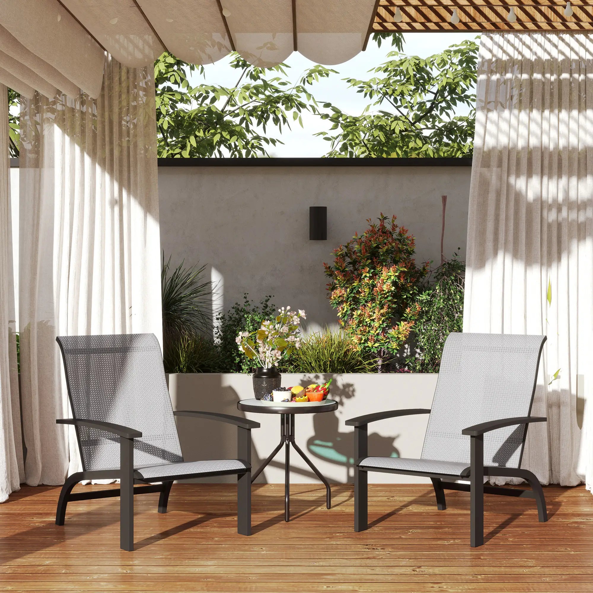 2 Outdoor Adirondack Chairs, Aluminum Frame, Mesh Seat, Dark Grey Patio Chairs at Gallery Canada