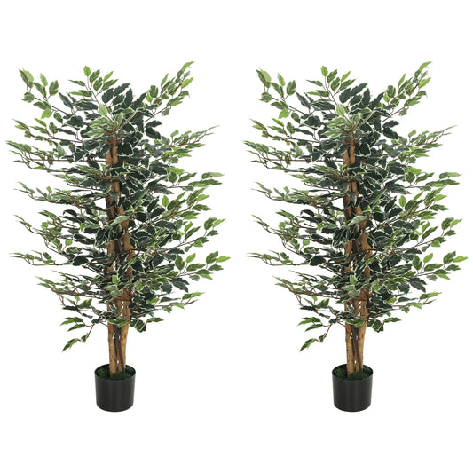Artificial Ficus Tree With Leaves, Faux Plant In Nursery Pot Artificial Trees Green at Gallery Canada
