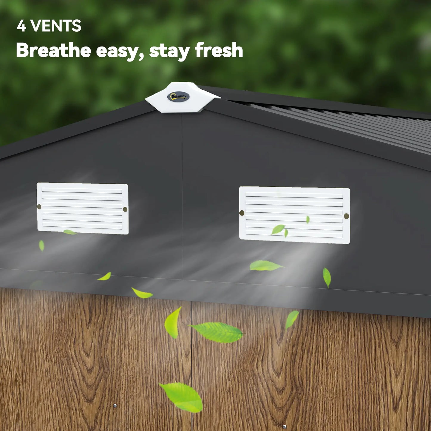 9.1'x6.4'x6.3' Garden Storage Shed, Lockable Double Doors, Vents, Teak Sheds at Gallery Canada