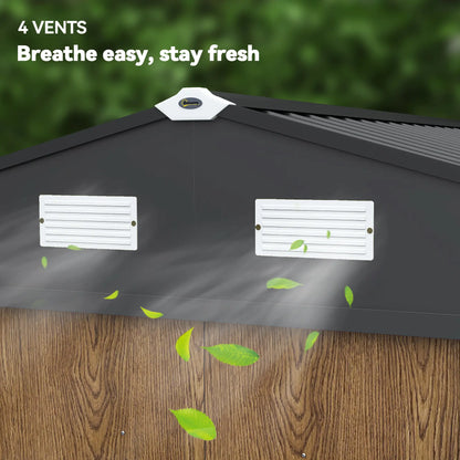 9.1'x6.4'x6.3' Garden Storage Shed, Lockable Double Doors, Vents, Teak Sheds at Gallery Canada