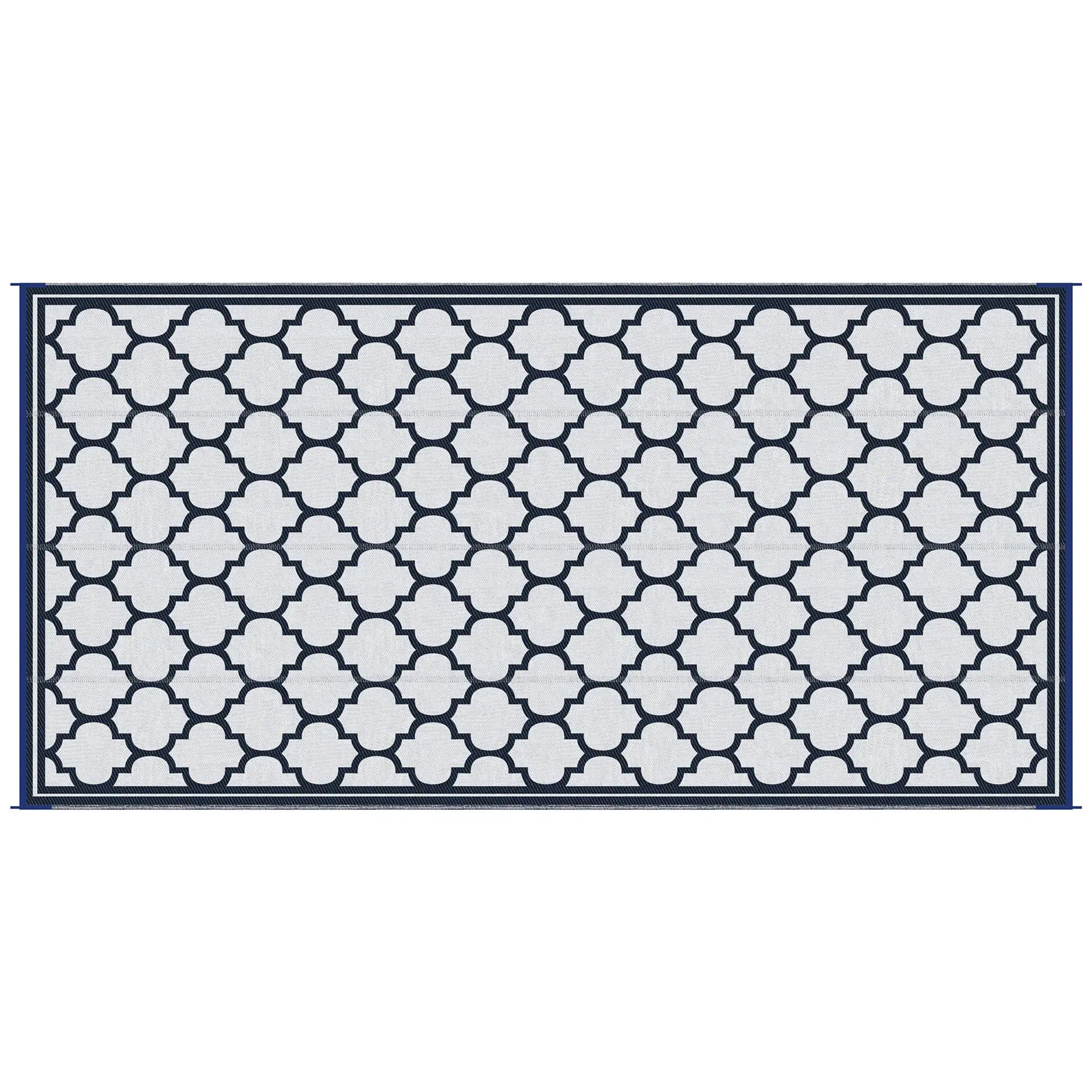 Reversible Outdoor RV Rug, 9' x 18', White, Patio Mat, Dark Blue Outdoor Reversible Rugs at Gallery Canada