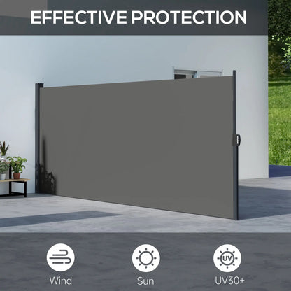 13' x 5' Retractable Side Awning, Outdoor Privacy Screen, Dark Grey Side Awnings at Gallery Canada