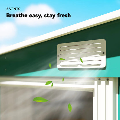 5'x7' Galvanized Metal Shed, With Sliding Door, 2 Vents, Green Sheds at Gallery Canada