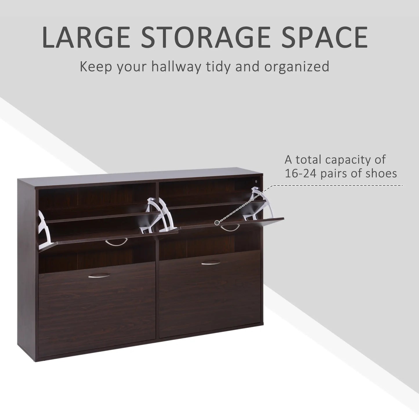 Flip Down Shoe Storage, Wooden Cabinet, 4 Drawer Organizer, Brown Shoe Storage Cabinets & Racks at Gallery Canada