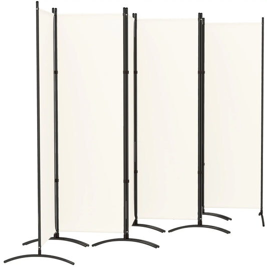 6 Panel Folding Room Divider, UV30+ Privacy Screen, Beige Side Awnings Beige at Gallery Canada