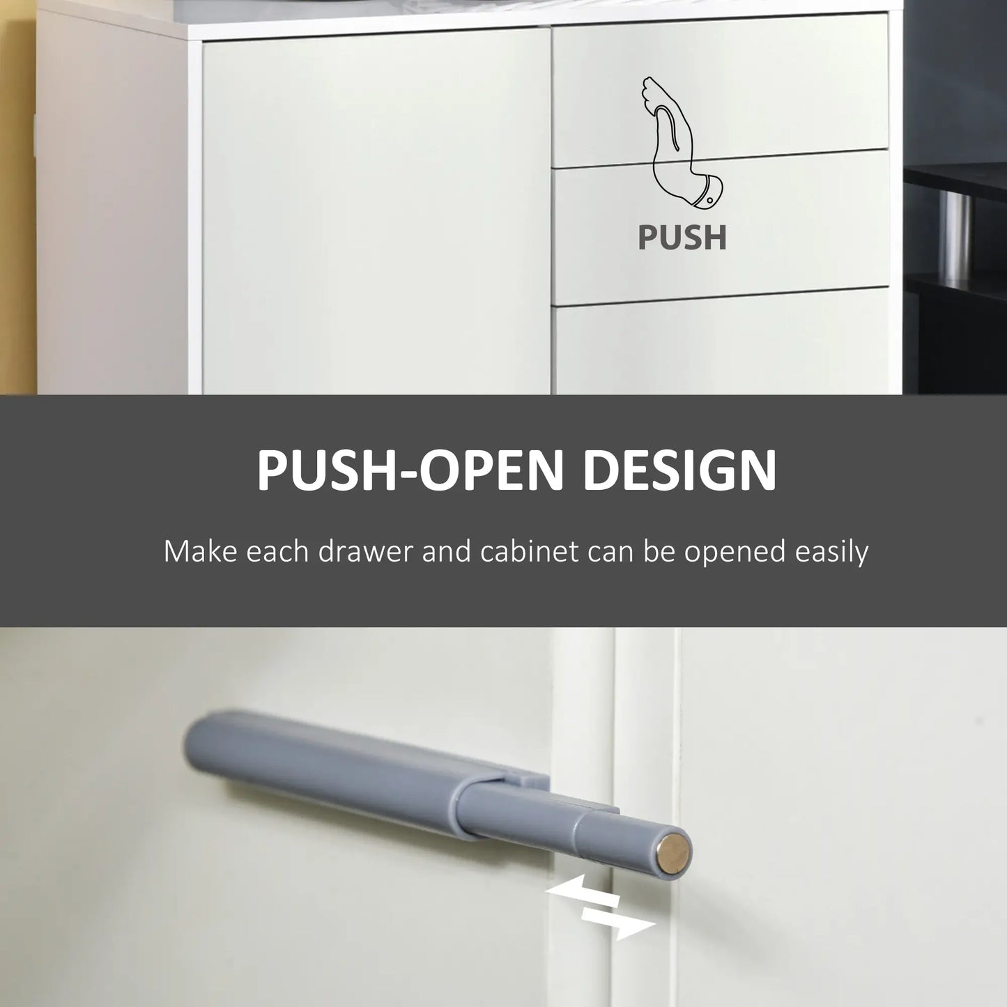 High Gloss Buffet Sideboard, 2 Drawers, 2 Doors, Adjustable Shelf, White Bar Cabinets at Gallery Canada