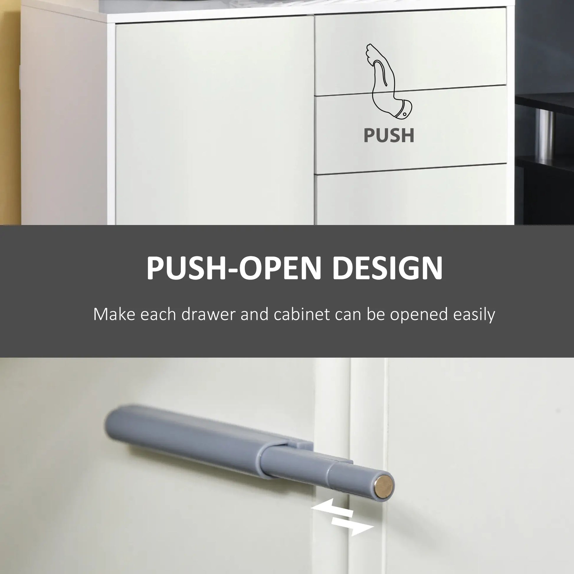 High Gloss Buffet Sideboard, 2 Drawers, 2 Doors, Adjustable Shelf, White Bar Cabinets at Gallery Canada