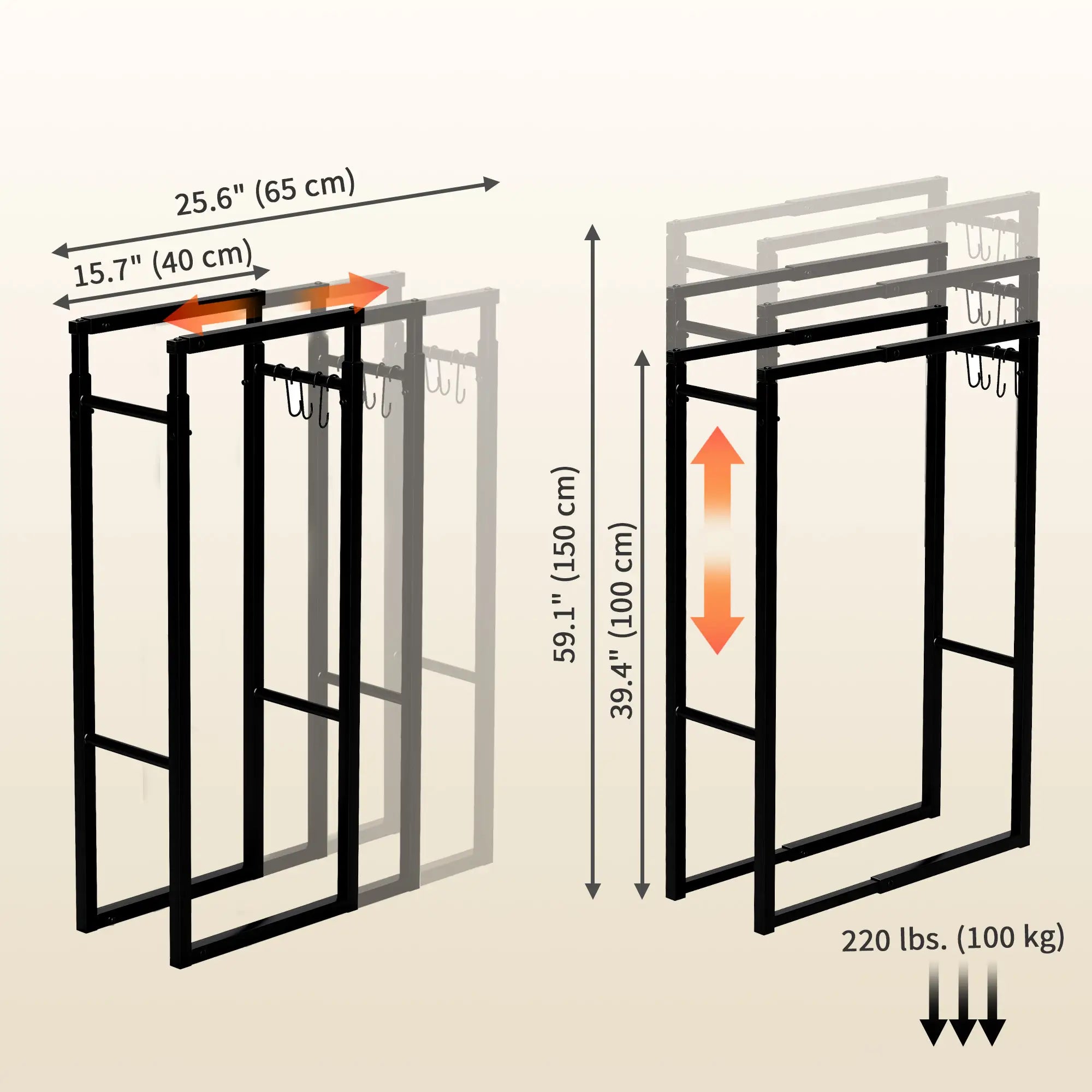 Adjustable Firewood Log Rack, Heavy-Duty Steel, 25.6