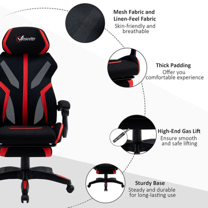 Racing Gaming Chair, Ergonomic Computer Chair with Footrest, Headrest, Black, Red Video Game Chairs at Gallery Canada