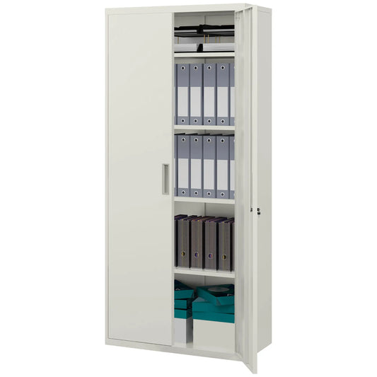 71" Tall Garage Cabinet, Metal Storage, 2 Doors, 4 Adjustable Shelves, White Office Cabinets & Cupboards White at Gallery Canada