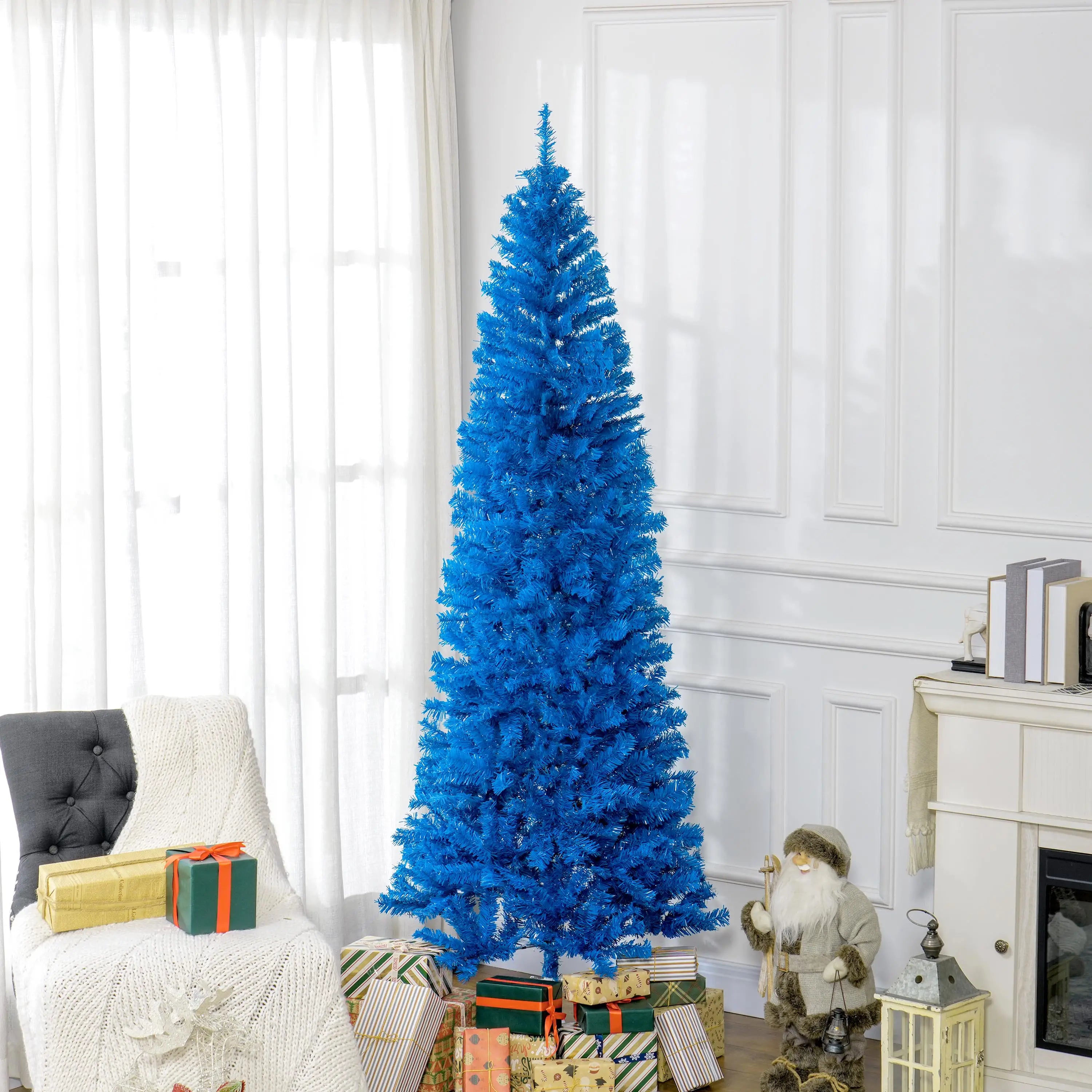 7FT Pencil Christmas Tree, Artificial, Automatic Open, Blue Pencil Christmas Trees at Gallery Canada