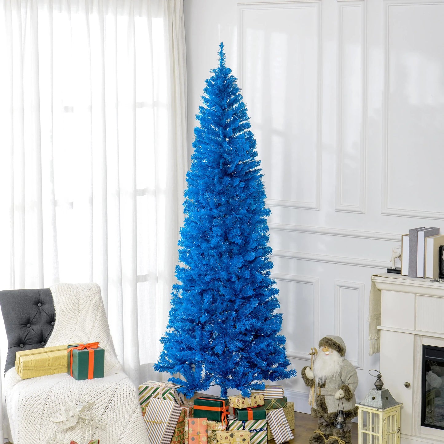 7FT Pencil Christmas Tree, Artificial, Automatic Open, Blue Pencil Christmas Trees at Gallery Canada