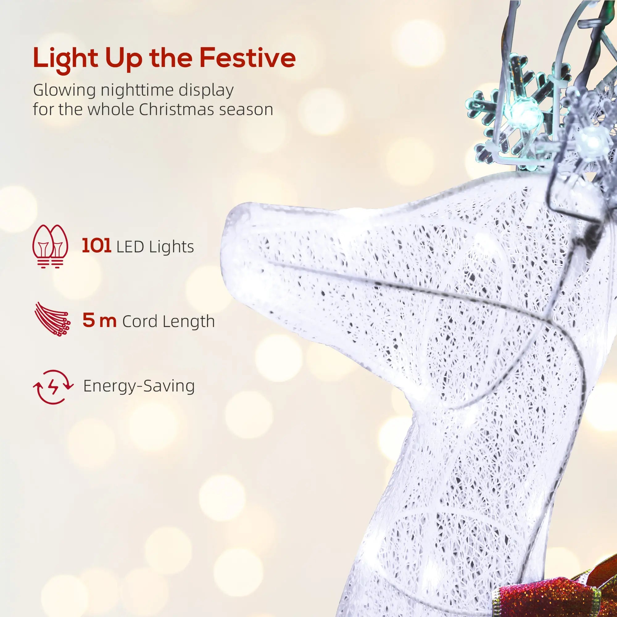 4.3FT Lighted Christmas Reindeer, RGB and Warm White LEDs, IP44 Waterproof, RGB and Warm White Christmas Decorations at Gallery Canada