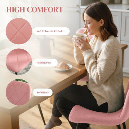 Upholstered Dining Chairs Set of 4, Steel Legs, Modern Kitchen, Pink Dining Chairs at Gallery Canada