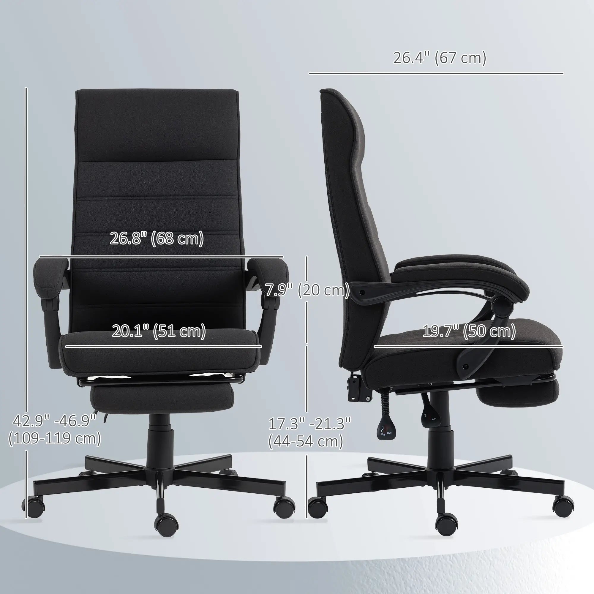 High Back Swivel Recliner Chair, Adjustable Height, Footrest, Armrest, Black Office Chairs at Gallery Canada