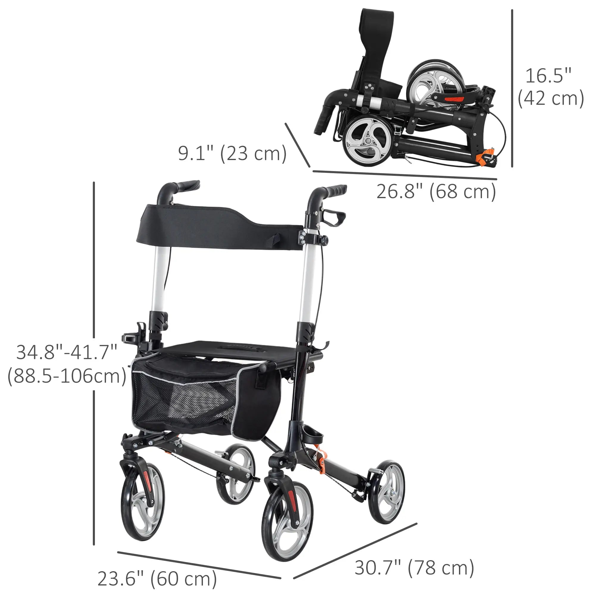 Lightweight Folding Walker, Large Seat, Adjustable Handle, Black Knee Walker & Wheelchair Ramps at Gallery Canada
