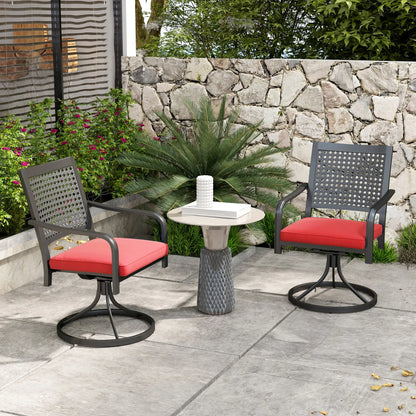 Patio Swivel Chair with Cushion, Outdoor Rocker, Curved Armrests, Red Bistro Sets at Gallery Canada