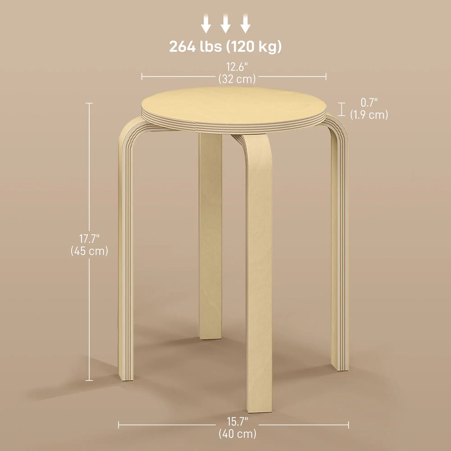 Round Stackable Chairs Set of 6, 18-Inch Backless Stools Bar Stools at Gallery Canada