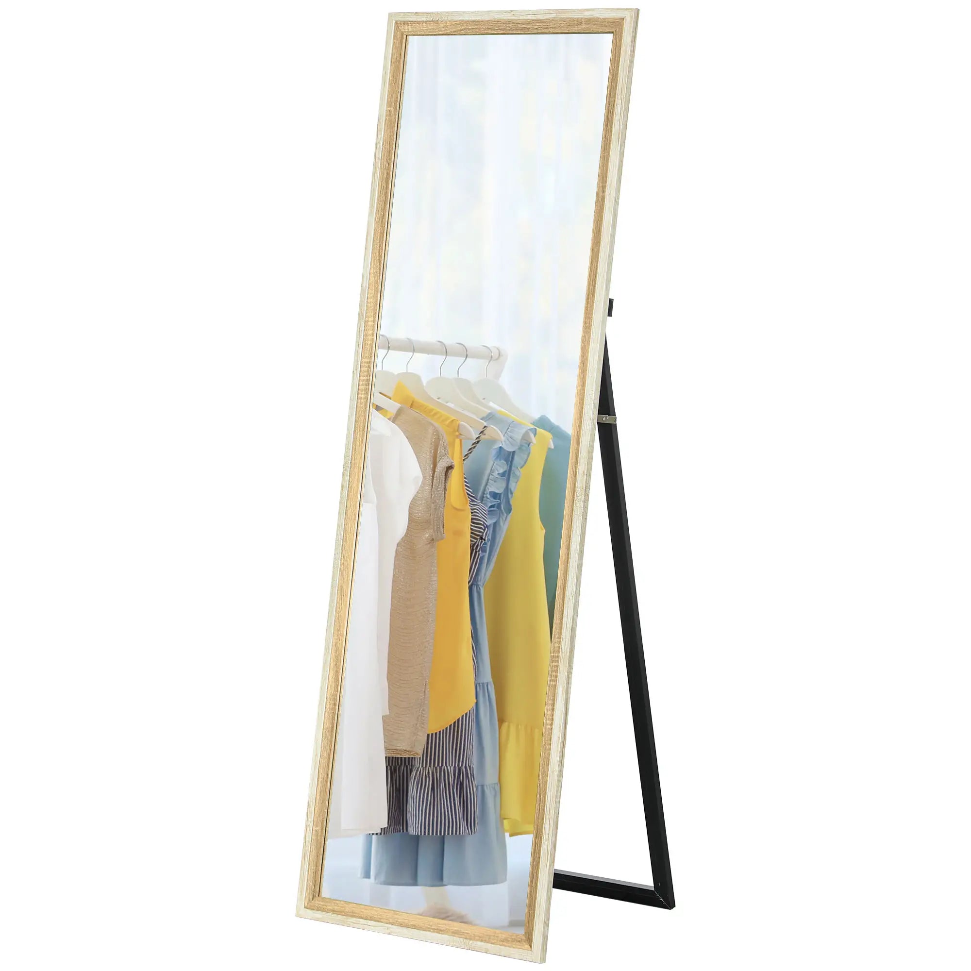 Floor Standing Mirror, Full Length, Dark Wood Grain Frame Full Length Mirrors White Wood Grain and Dark Wood Grain at Gallery Canada