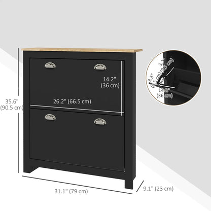 Shoe Cabinet, 2 Flip Drawers, Adjustable Shelves, 12 Pair, Black Shoe Storage Cabinets & Racks at Gallery Canada