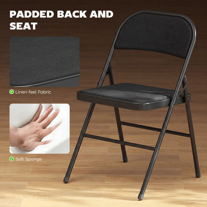 Metal Foldable Chairs, Set of 2, Linen Fabric Padded, Black Patio Chairs at Gallery Canada