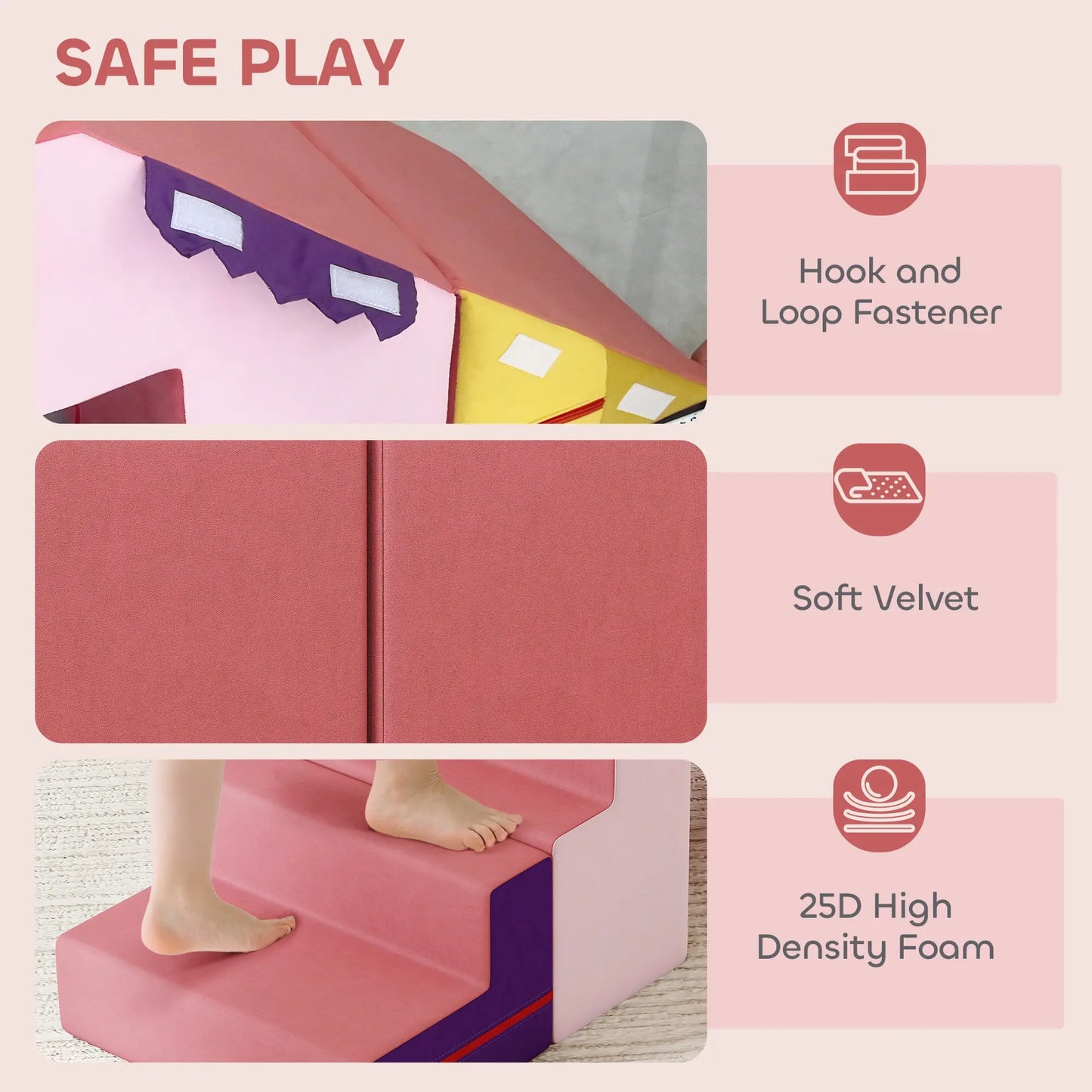 2-Piece Climbing Foam Blocks, Detachable Cover, Indoor PlaySet, Pink Kids Gym & Playmats at Gallery Canada