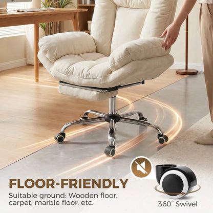 Chaise Croisée avec Roulettes, Accoudoirs en Cascade, Beige