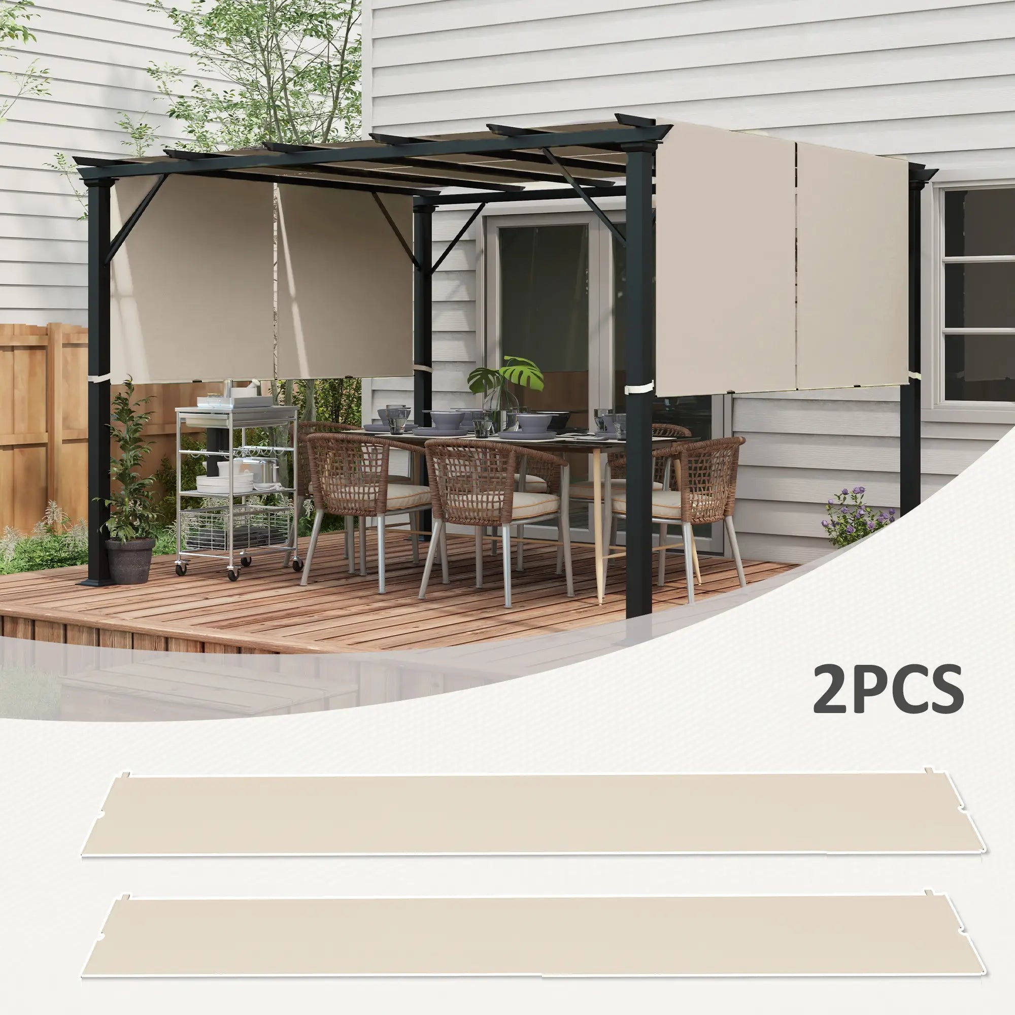 UV Protection Pergola Canopy, 10' x 10', Khaki Gazebo Canopy Replacement at Gallery Canada