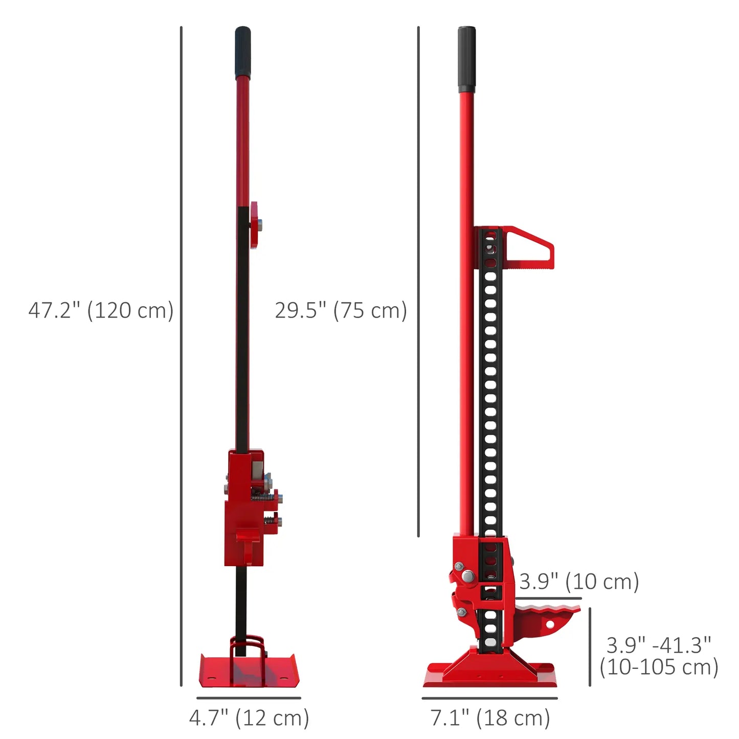3 Tonne 6600 lb Farm Jack, 48 Inch High Lift, Red Automotive at Gallery Canada