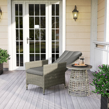 Wicker Outdoor Recliner Chair, Adjustable Backrest With Cushion, Grey Wicker Chaise Loungers at Gallery Canada