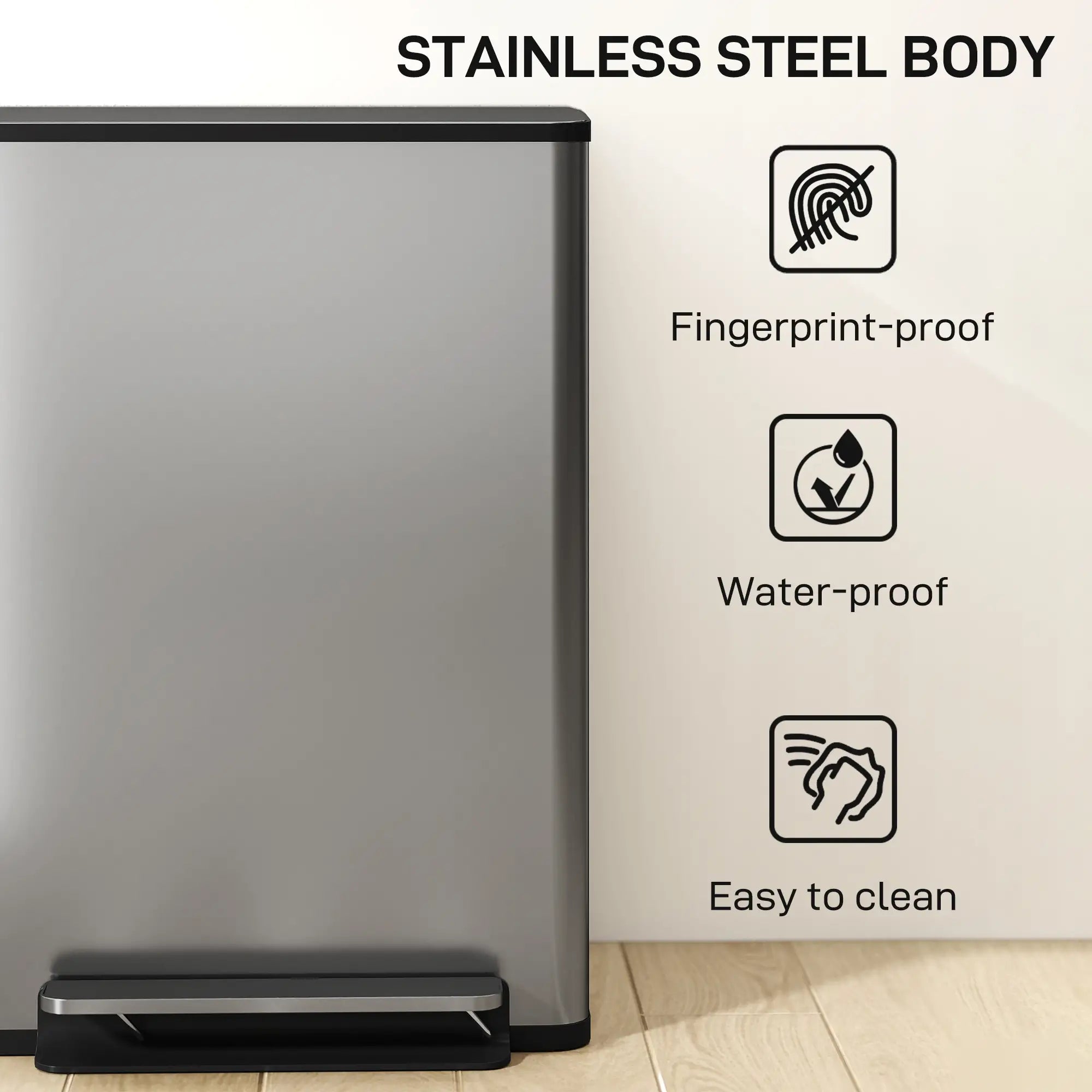 Trash Can with Soft-Close Lid, Garbage Can with Removable Inner Bucket for Kitchen 13.2gal, Silver Household Supplies at Gallery Canada