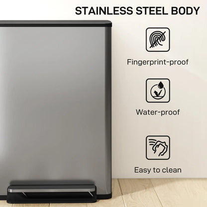 Trash Can with Soft-Close Lid, Garbage Can with Removable Inner Bucket for Kitchen 13.2gal, Silver Household Supplies at Gallery Canada