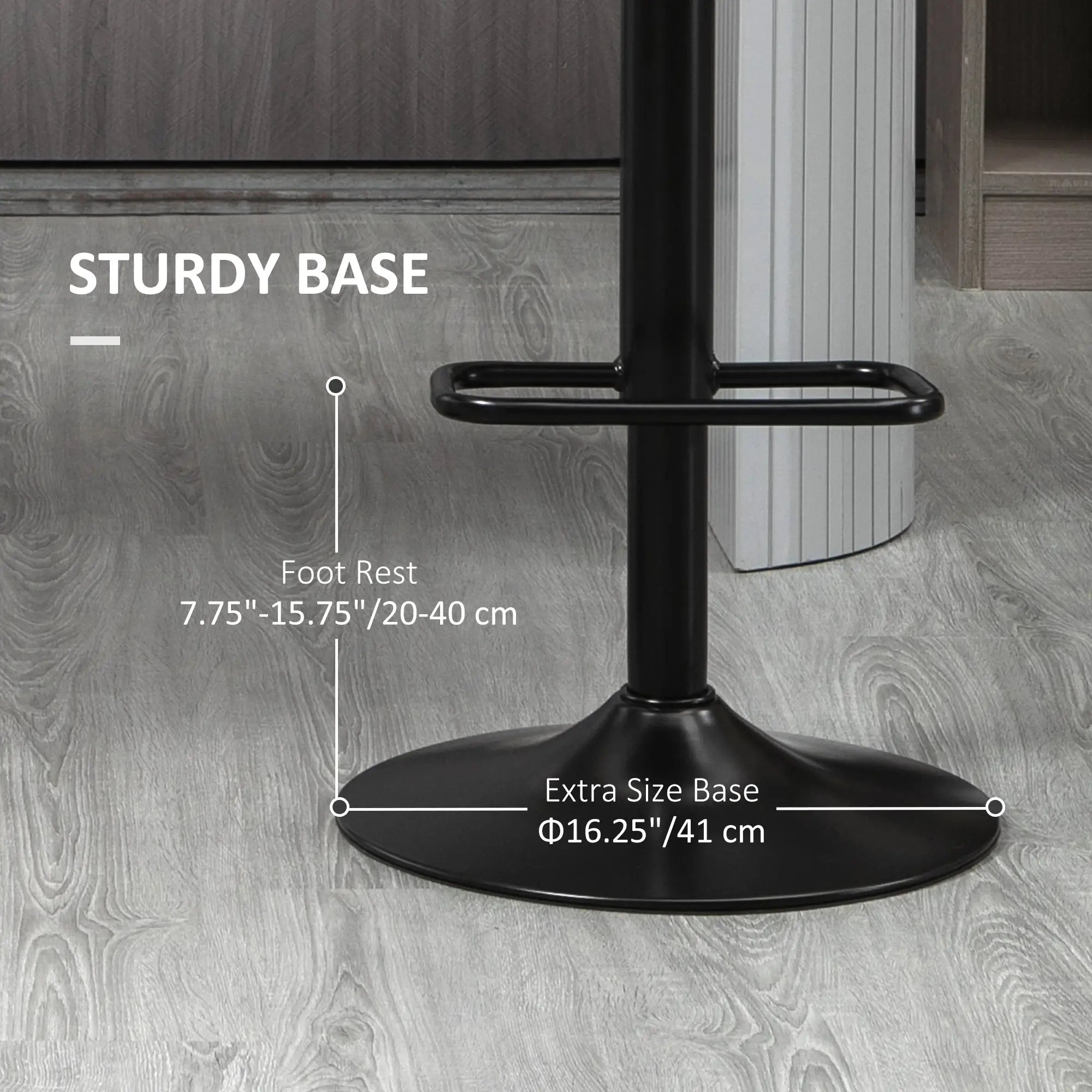 Swivel PU Leather Barstools, Set of 2, Adjustable with Footrest, Black Bar Stools at Gallery Canada