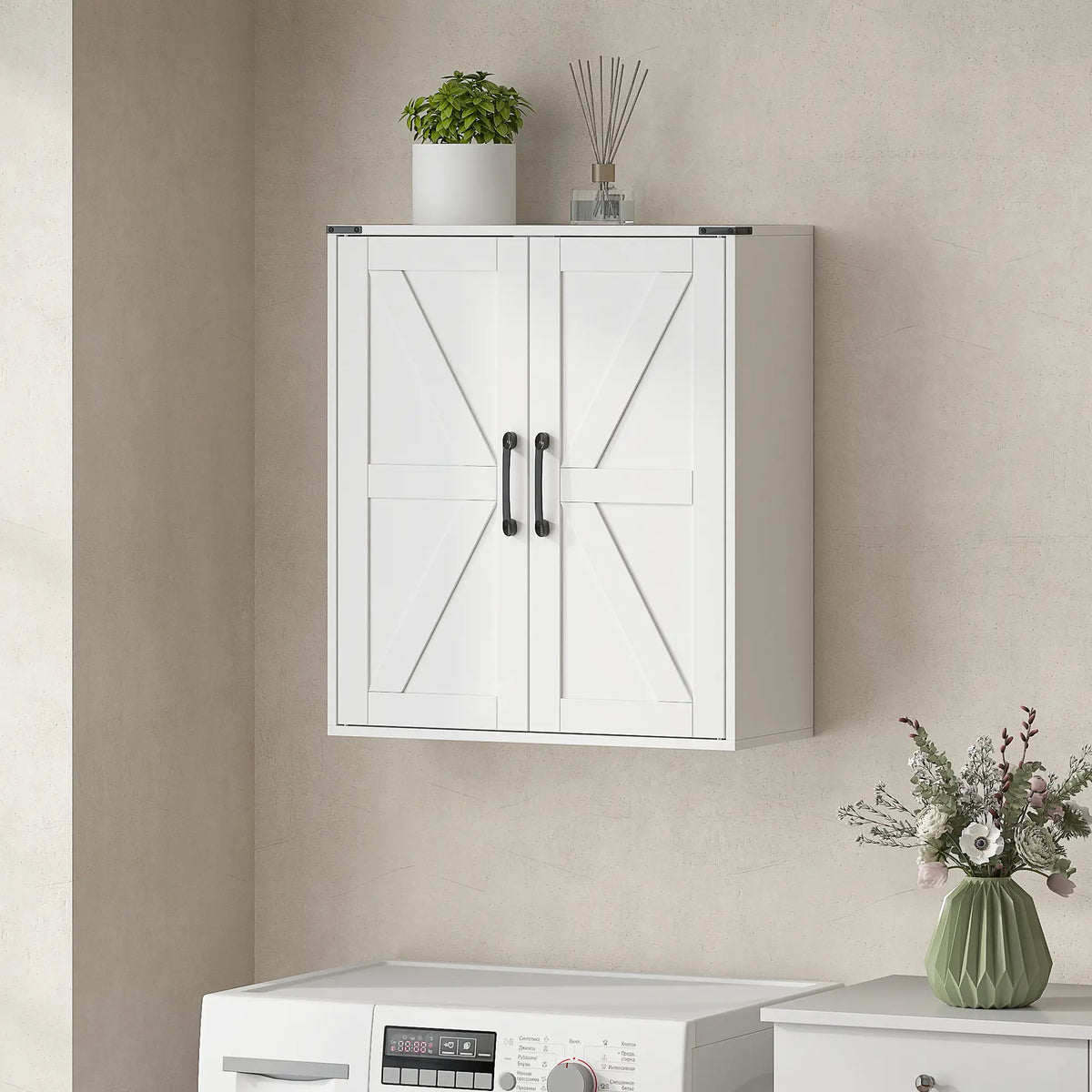 Wall Mounted Medicine Cabinet, Barn Doors, Adjustable Shelves, White Wall Mounted Cabinets at Gallery Canada