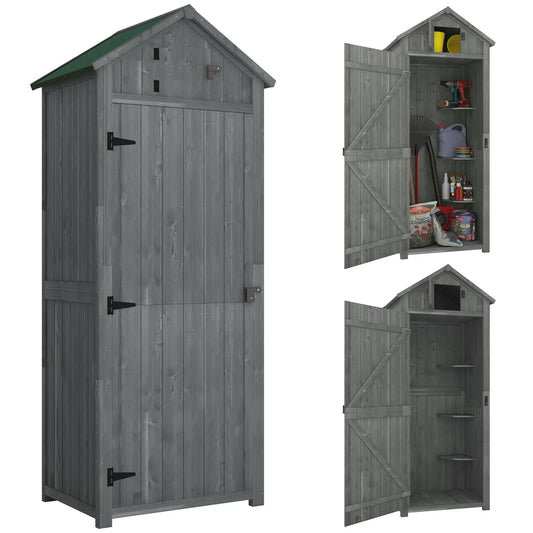 30" x 21" x 71" Garden Storage Shed, Water-Resistant, Grey Sheds Grey at Gallery Canada