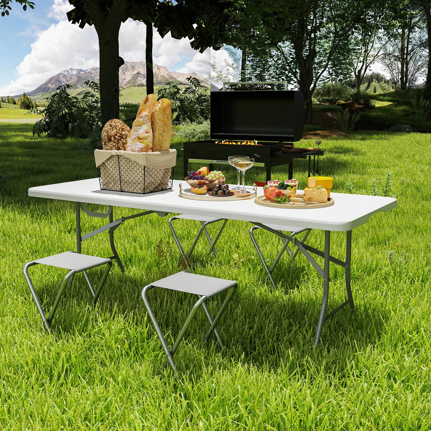 6ft Folding Table, Portable Plastic Camping Table, Outdoor Indoor Picnic Picnic Tables & Camping Chairs at Gallery Canada