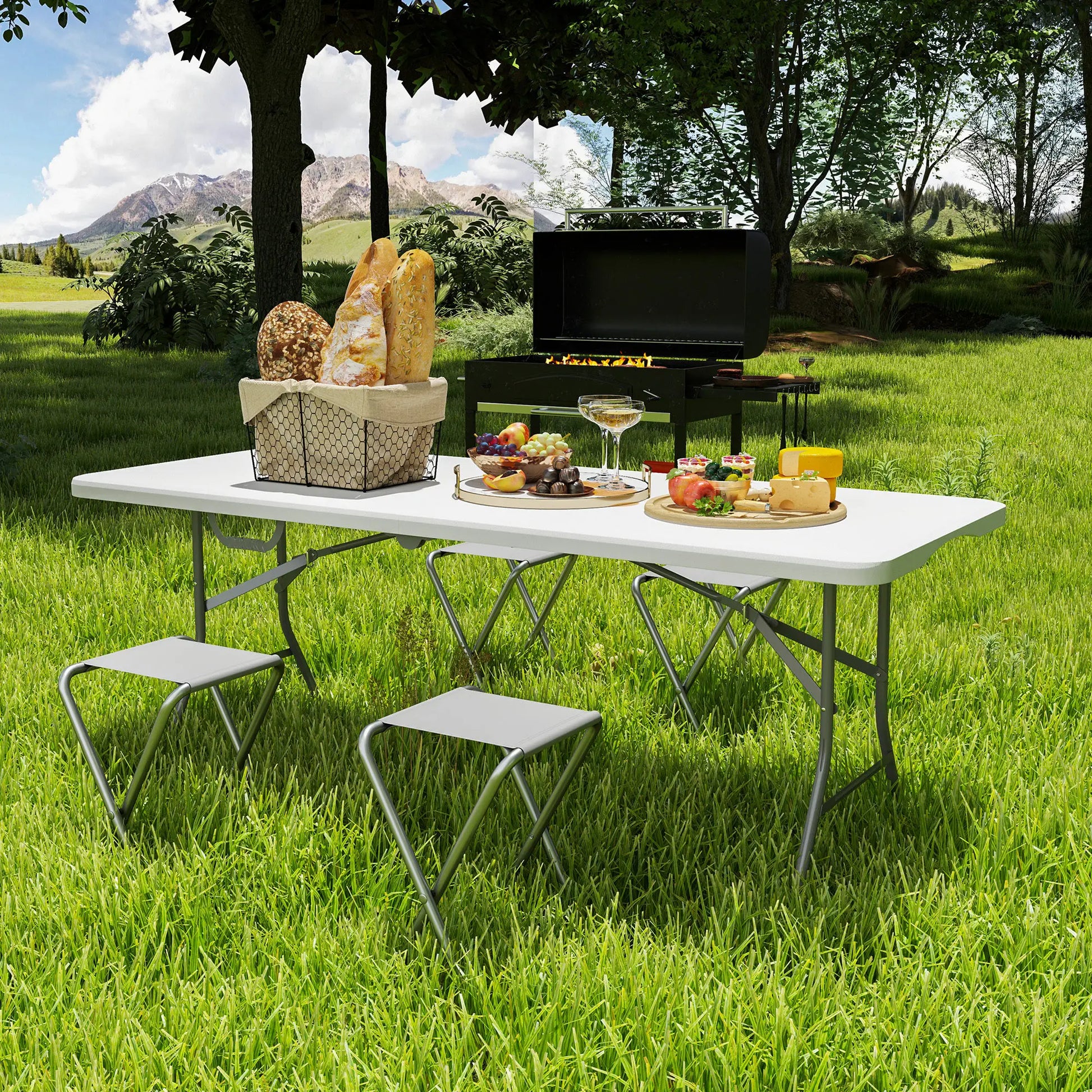 6ft Folding Table, Portable Plastic Camping Table, Outdoor Indoor Picnic Picnic Tables & Camping Chairs at Gallery Canada