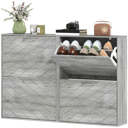 Shoe Storage Cabinet, 4 Flip Drawers, Narrow Slim, 12 Pair Organizer, Grey Shoe Storage Cabinets & Racks Grey at Gallery Canada