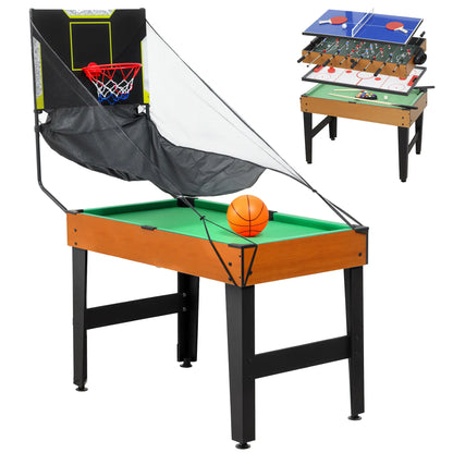 53 in 5-in-1 Multi Game Table, Foosball Pool Hockey Table Tennis Basketball Game Tables Light Walnut, Black at Gallery Canada