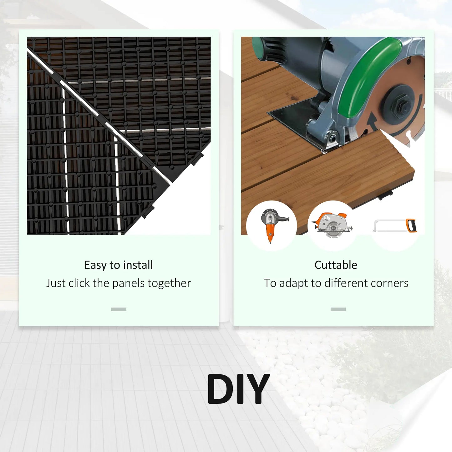 12 Pcs Wooden Deck Tiles, Outdoor Flooring, All Weather, Brown Deck Tiles at Gallery Canada