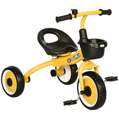 Toddler Tricycle for 2-5 Year Olds, Adjustable Seat, Basket, Bell, Yellow Tricycles for Kids at Gallery Canada