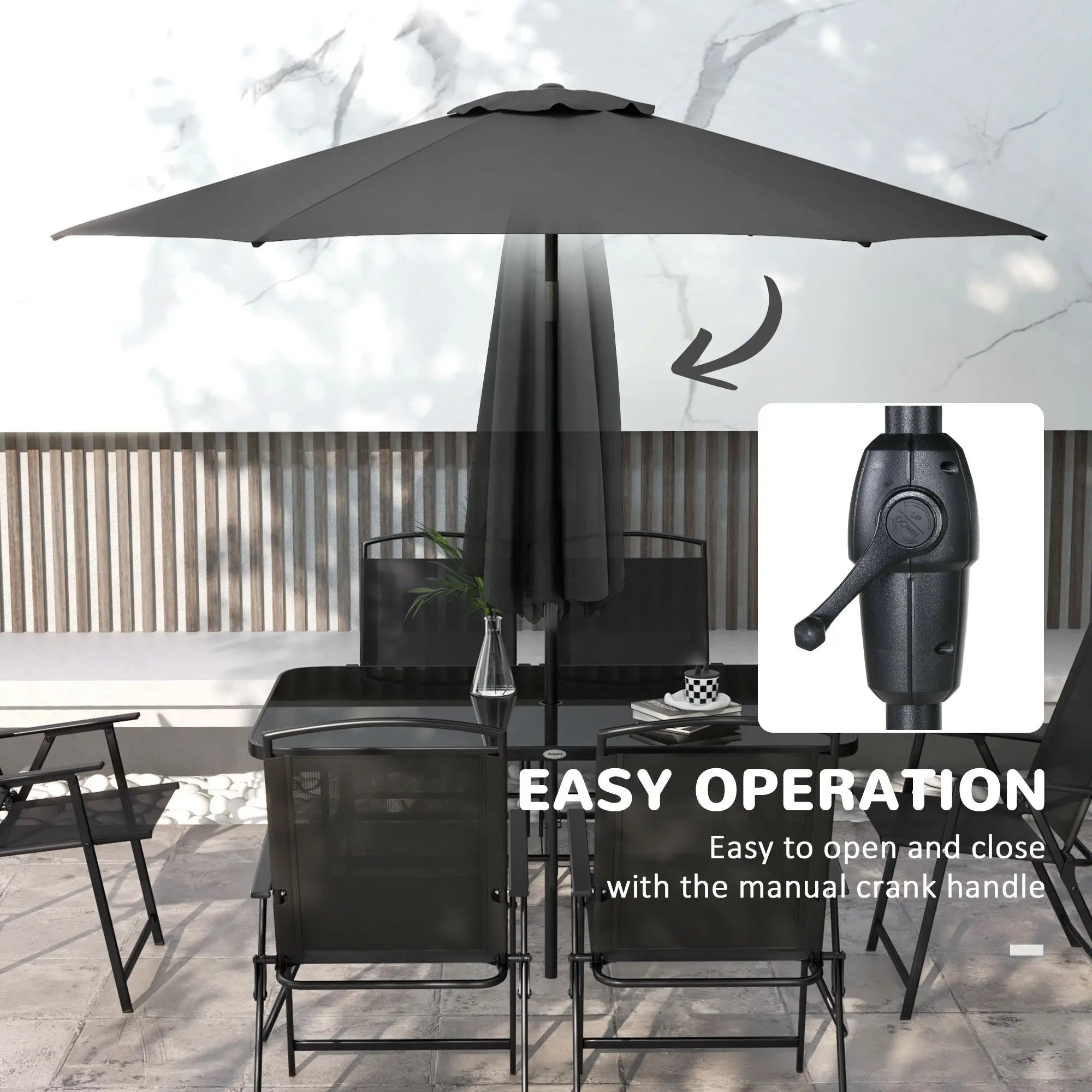 8 Piece Patio Set, 6 Folding Chairs, Rectangle Table, Outdoor Dining, Black Outdoor Dining Sets at Gallery Canada