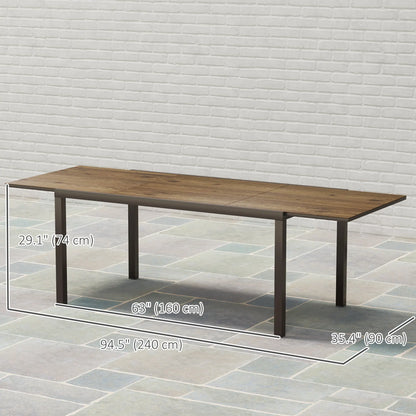63"-94.5" Extendable Outdoor Dining Table, Steel Frame, Brown Patio Dinning Tables at Gallery Canada
