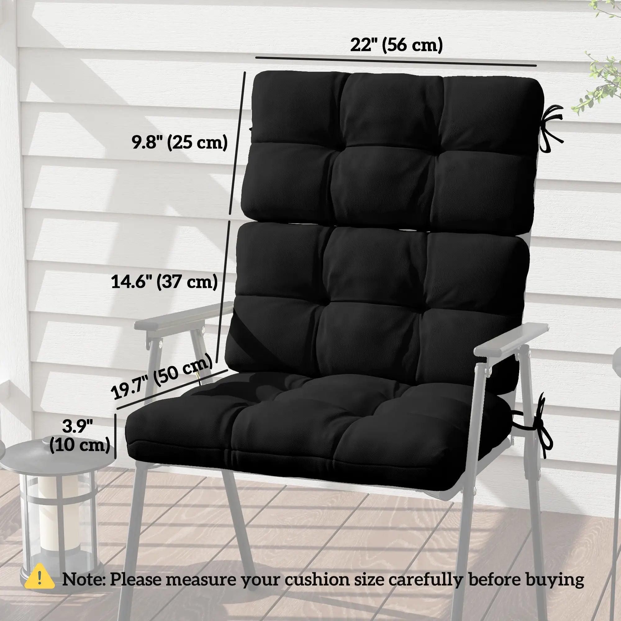 2-Piece Back Seat Cushion Set, Outdoor Patio Chair, Button Tufted, Black Patio Chair Cushions at Gallery Canada