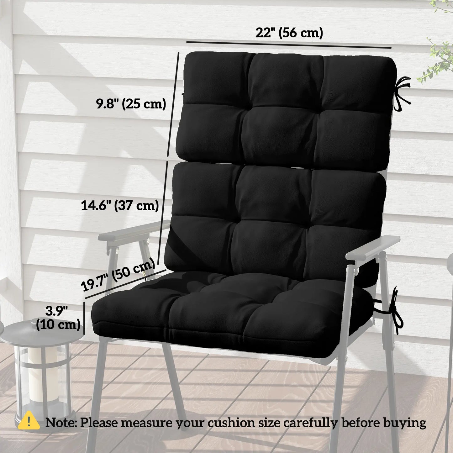 2-Piece Back Seat Cushion Set, Outdoor Patio Chair, Button Tufted, Black Patio Chair Cushions at Gallery Canada