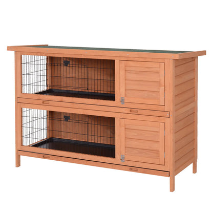 54"L 2-Story Rabbit Hutch, Wooden Pet House, Lockable Doors, No Leak Tray, Orange Rabbit Hutch at Gallery Canada