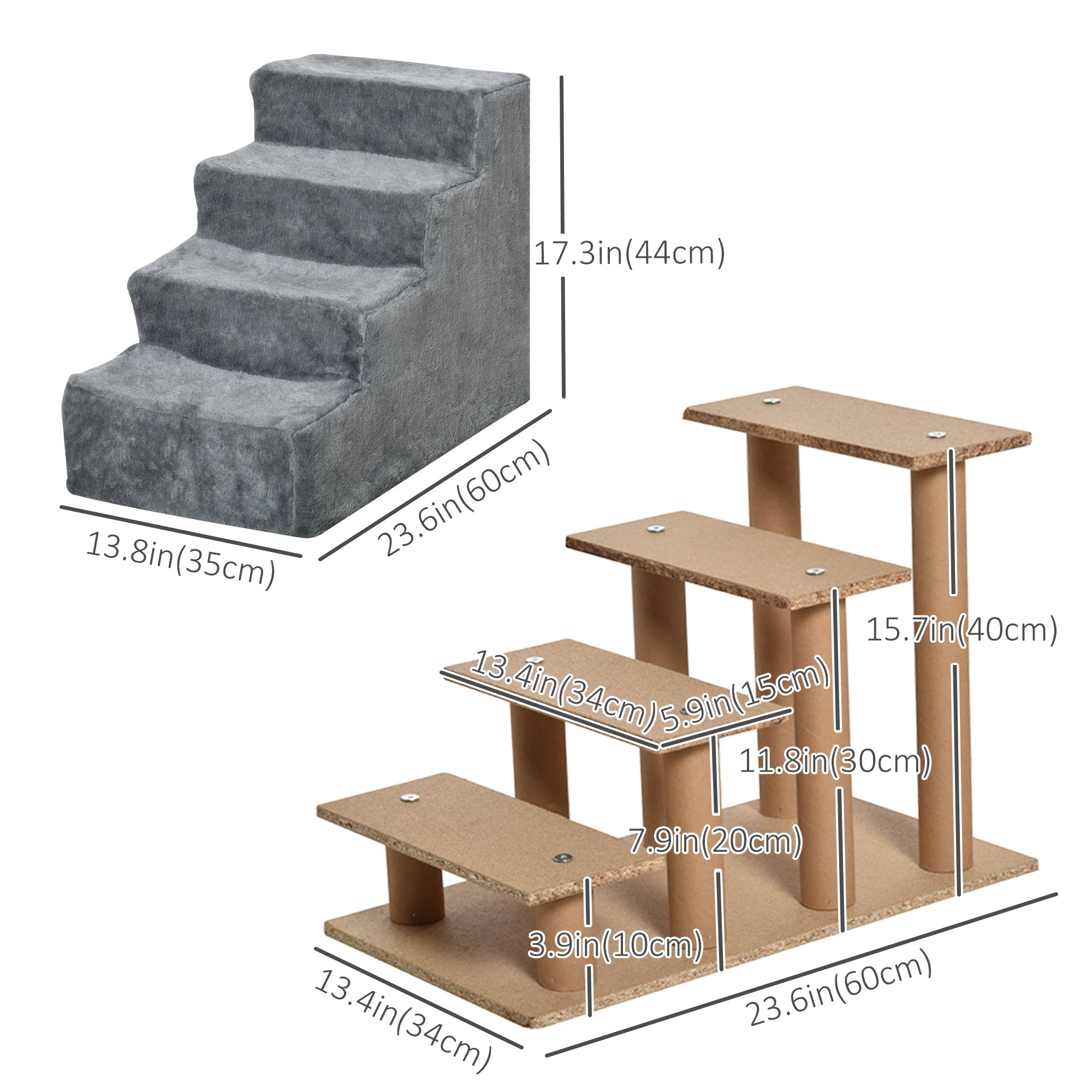 4-Step Dog Ramp for Sofa, Bed, Couch, Removable Cover, Light Grey Dog Stairs at Gallery Canada