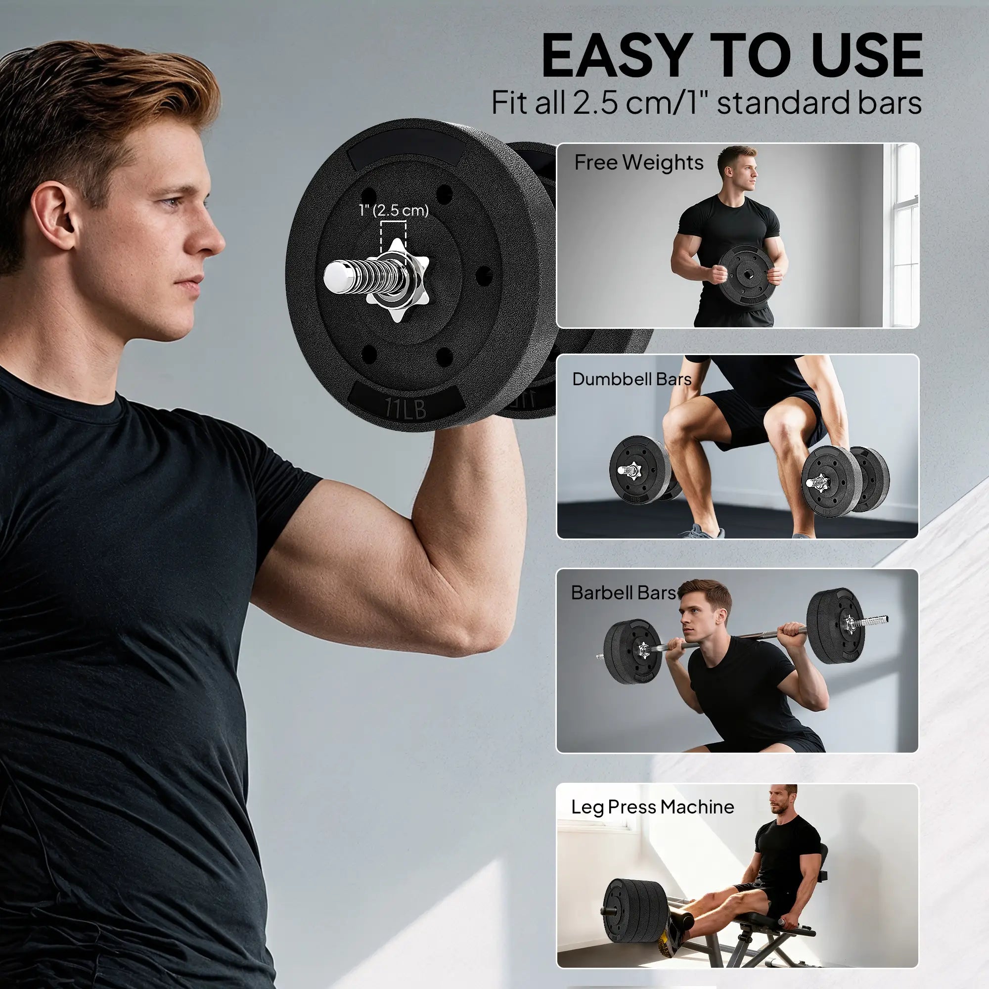 Weight Plates Set, 1-Inch Barbell, 4 x 11 lbs Dumbbells & Barbells at Gallery Canada