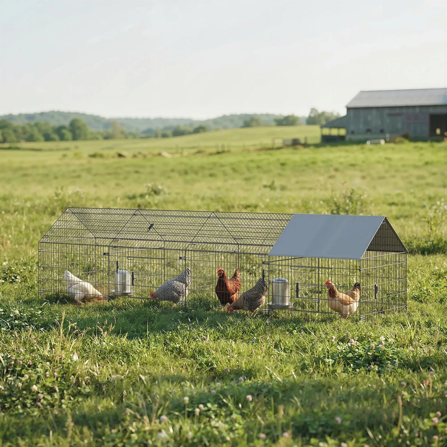 Large Metal Chicken Coop, Water-Resistant Anti-UV Cover, 6 Doors Chicken Coops at Gallery Canada